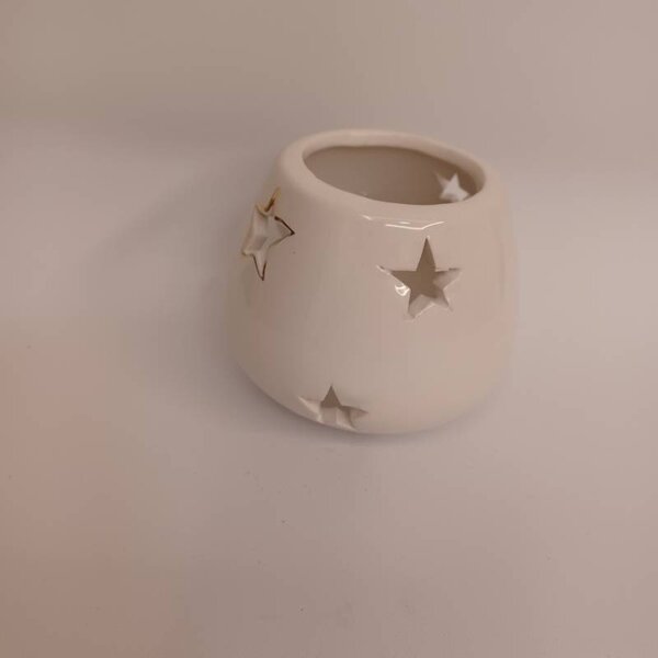 DECOLED Svícen na čajové svíčky 9,4 × 9,4 × 7,7 cm, bílá, keramický