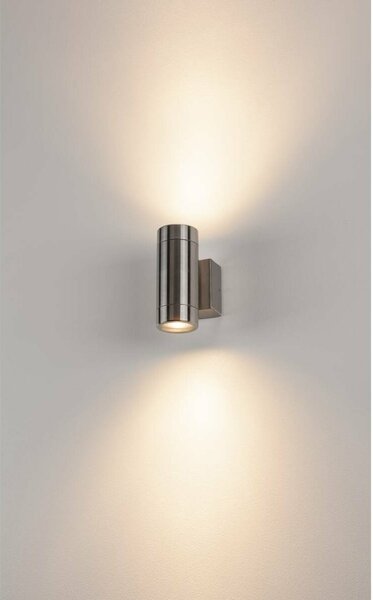 BIG WHITE SLV ASTINA STEEL, venkovní nástěnné svítidlo, QPAR51, IP44, kulaté, nerezová ocel 304, max. 70 W 233302