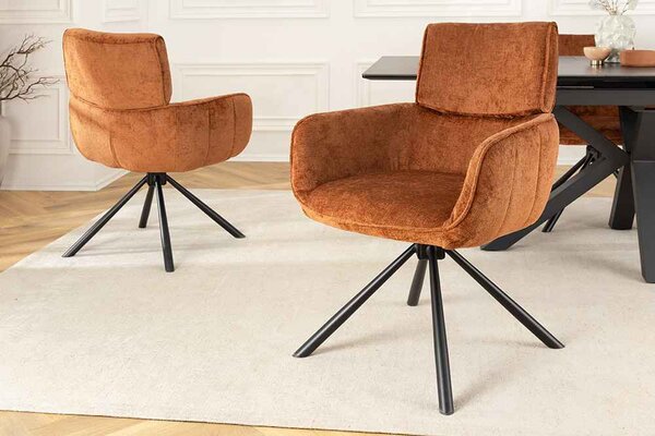 Designová otočná židle Parthenia rezavá hnědá
