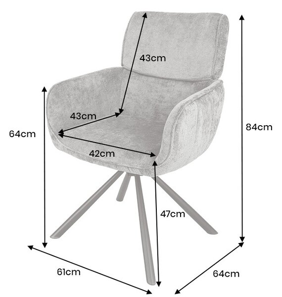 Designová otočná židle Parthenia šedá