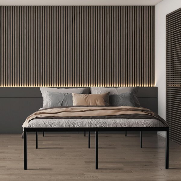 Kovová Postel Hamlin - 200 x 180, v 41 cm - Černá