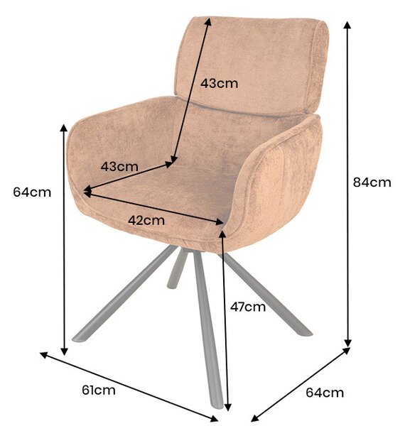 Designová otočná židle Parthenia rezavá hnědá