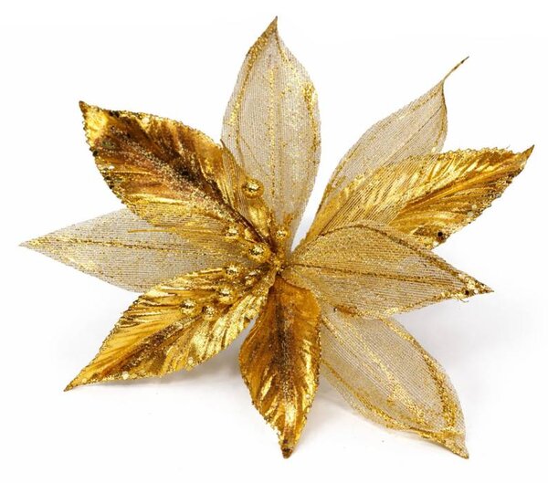 DECOLED Dekorace umělý květ, 31 × 20 cm, zlatá