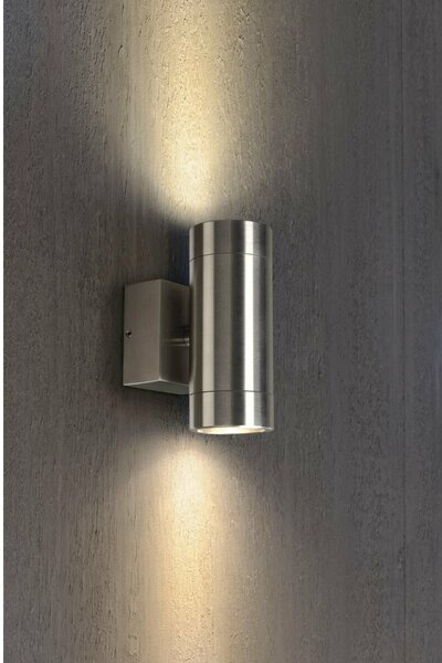 BIG WHITE SLV ASTINA STEEL, venkovní nástěnné svítidlo, QPAR51, IP44, kulaté, nerezová ocel 304, max. 70 W 233302