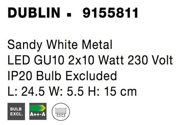 NV 9155811 Bodové svítidlo DUBLIN bílý kov GU10 2x10W 230V IP20 bez žárovky - NOVA LUCE