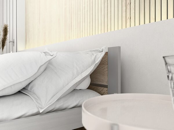 Postel IKAROS DOUBLE 160 x 200 cm, dub sonoma/šedá s laťkovým roštem