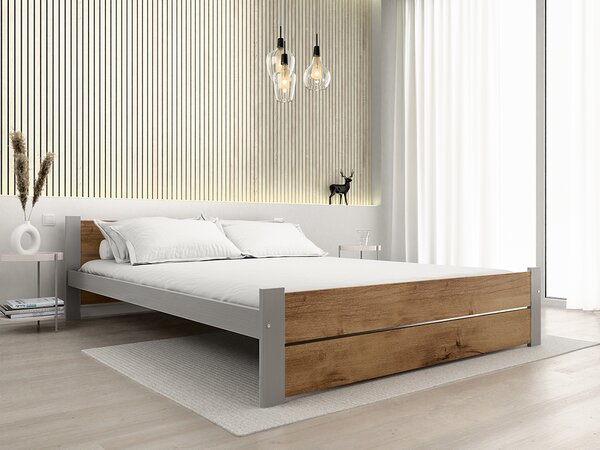 Postel IKAROS DOUBLE 160 x 200 cm, dub artisan/šedá