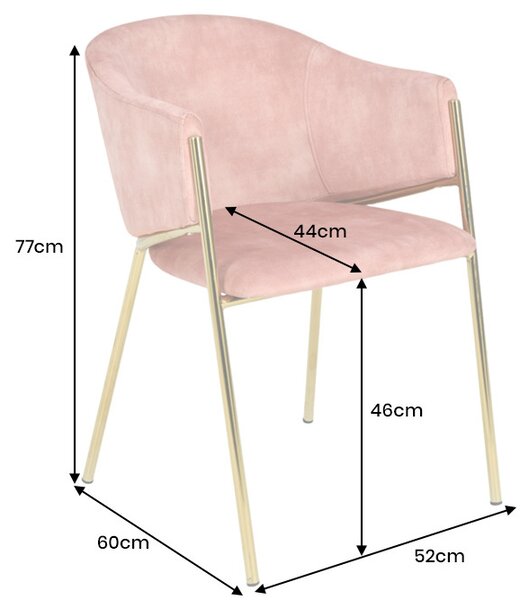 Designová židle Nikolai růžový samet