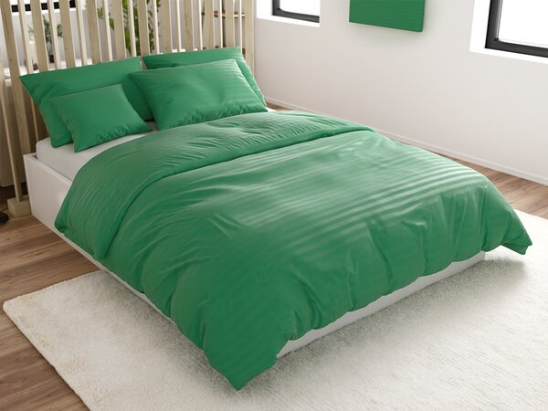 Hotelové povlečení z mikrovlákna JASMINE tmavě zelené - proužek 2 cm Rozměr povlečení: 70 x 90 cm | 140 x 220 cm