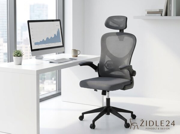 Ergonomická kancelářská židle ALEXANDRE - šedá síťovina