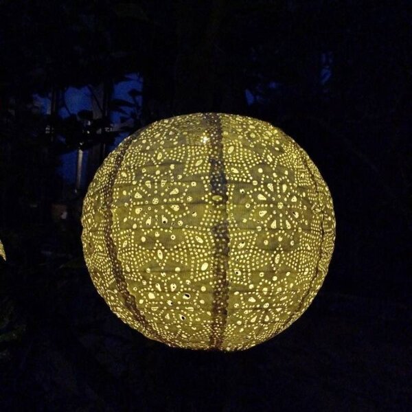 DECOLED LED lampion solární bílý venkovní 30 cm, teple bílá, látkový papír