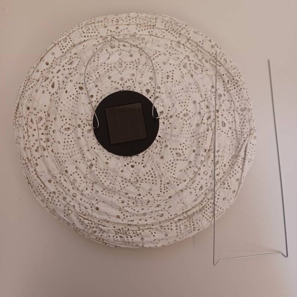 DECOLED LED lampion solární bílý venkovní 30 cm, teple bílá, látkový papír