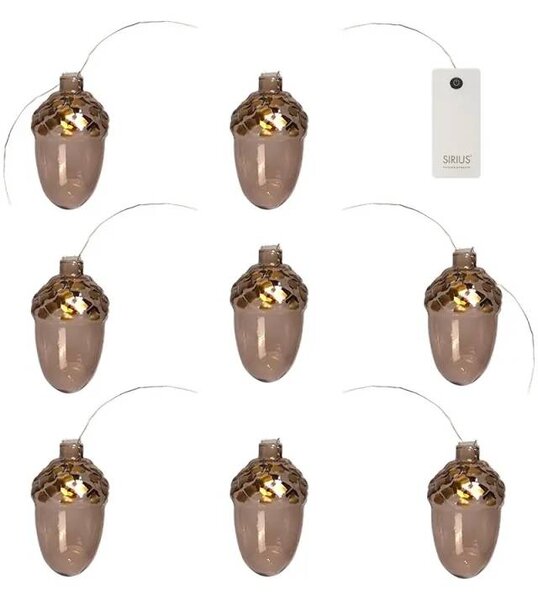 SIRIUS LED svítící žaludy na řetězu, 8 kusů, délka 1,3 m, zlatá