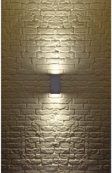 BIG WHITE SLV BIG THEO, venkovní nástěnné svítidlo, QPAR111, IP44, hranaté, up/down, stříbrošedé, max. 150 W 229574