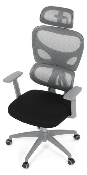 Ergonomická kancelářská židle RENEE - šedá síťovina / černá látka