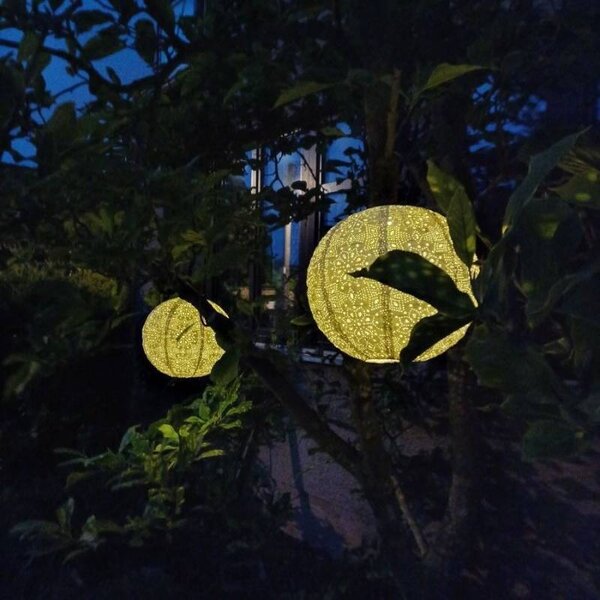 DECOLED LED lampion solární bílý venkovní 30 cm, teple bílá, látkový papír