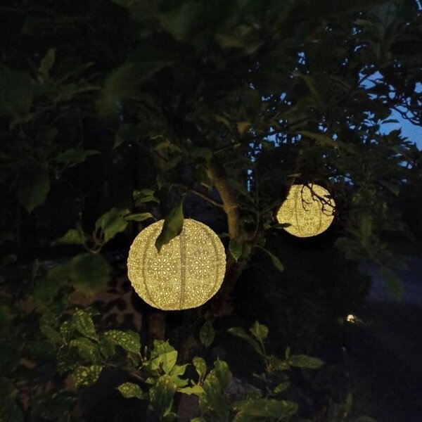 DECOLED LED lampion solární bílý venkovní 30 cm, teple bílá, látkový papír