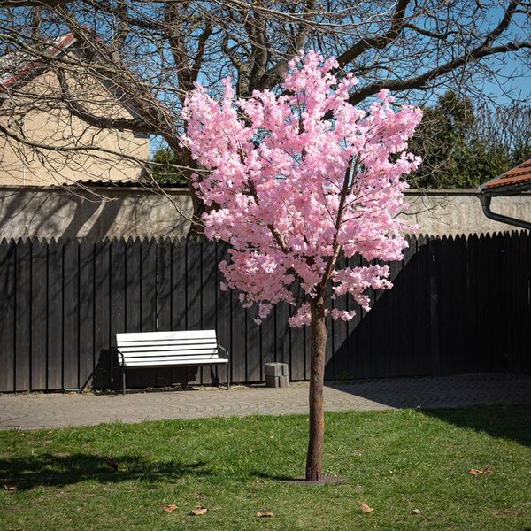 DECOLED 3D umělý strom Sakura 300 × 200 cm, růžová dekorace, IP44 venkovní, kov a plast