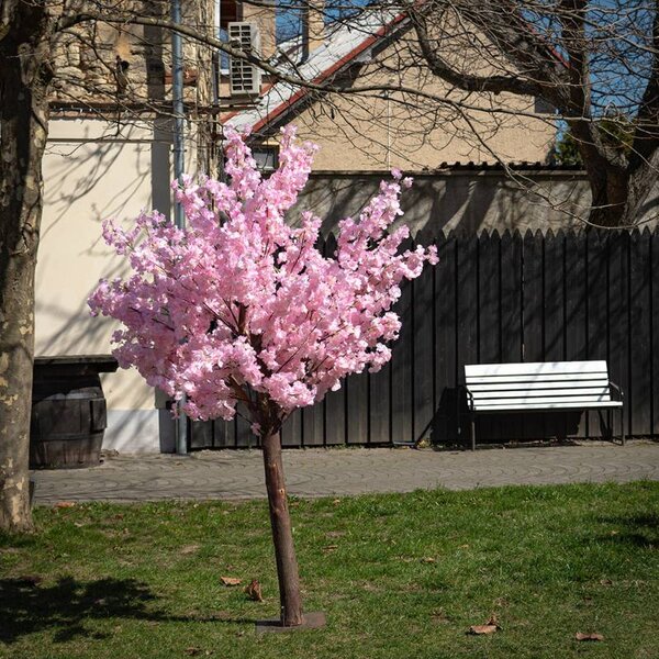 DECOLED 3D umělý strom Sakura 200 × 150 cm, růžová dekorace, IP44 venkovní, kov a plast
