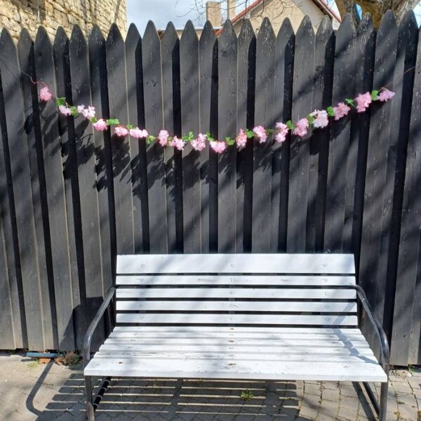 DECOLED 3D jarní dekorace girlanda květinová, 220 × 15 cm, růžová, Sakura