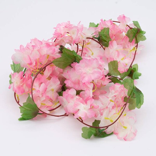 DECOLED 3D jarní dekorace girlanda květinová, 220 × 15 cm, růžová, Sakura