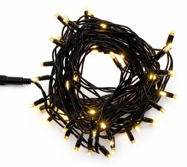 DECOLED Eco Fix LED světelný řetěz venkovní, 20 m, teple bílá, 120 diod, černý kabel, IP67, 36V