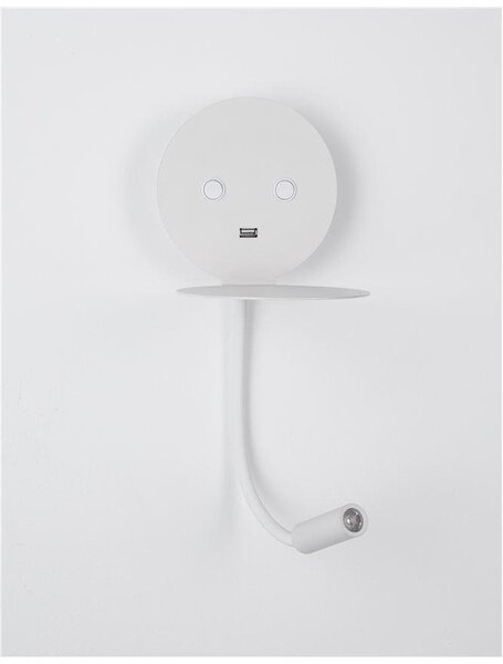 NV 9173281 Bodové svítidlo ECLIP bílý hliník nastavitelné vypínač na těle USB nabíjení LED Samsung 230V 3000K osvětlení 6W čtecí lampička 3W IP20 - NOVA LUCE