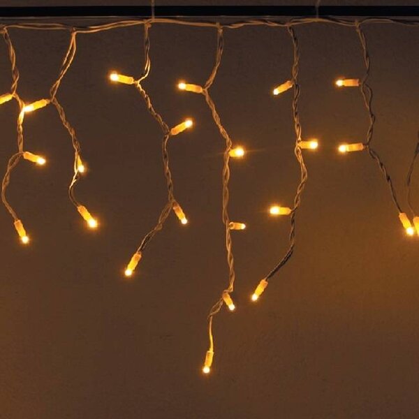DECOLED Easy Fix venkovní LED rampouchy, světelné krápníky, 300 × 50 cm, teple bílá, 114 diod, bílý kabel, IP67, prodlužovací