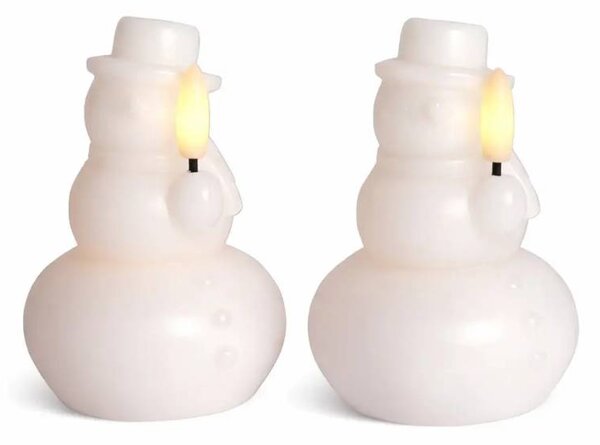 SIRIUS LED svíčka z pravého vosku na baterie, sněhulák, bílý, sada 2 ks, ø 7 × 10 cm, CR2032