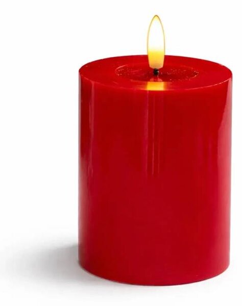 SIRIUS LED svíčka na baterie vosková Sille Red, Ø 7,5 × 10 cm, červená, 2× AA