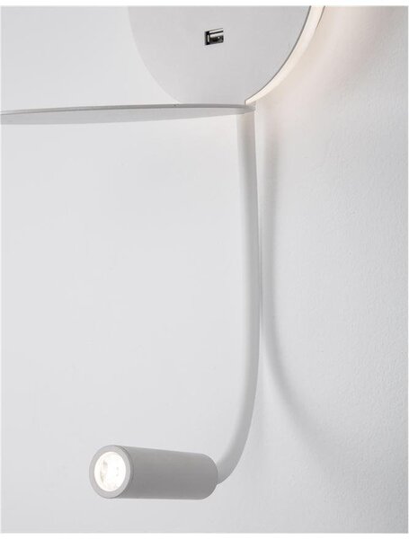 NV 9173281 Bodové svítidlo ECLIP bílý hliník nastavitelné vypínač na těle USB nabíjení LED Samsung 230V 3000K osvětlení 6W čtecí lampička 3W IP20 - NOVA LUCE