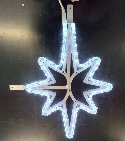 DECOLED Easy Fix 2D LED světelná hvězda X., 43 × 56 cm, ledově bílá, závěsná, 3D tisk, bílá