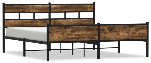 Kovový rám postele bez matrace kouřový dub 200 x 200 cm 3308494