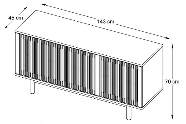 Designová komoda Calloway 143 cm přírodní dub