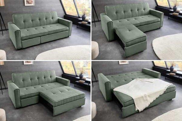Designová rozkládací sedačka Zaragoza 180 cm zelený manšestr