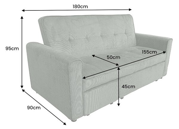 Designová rozkládací sedačka Zaragoza 180 cm zelený manšestr