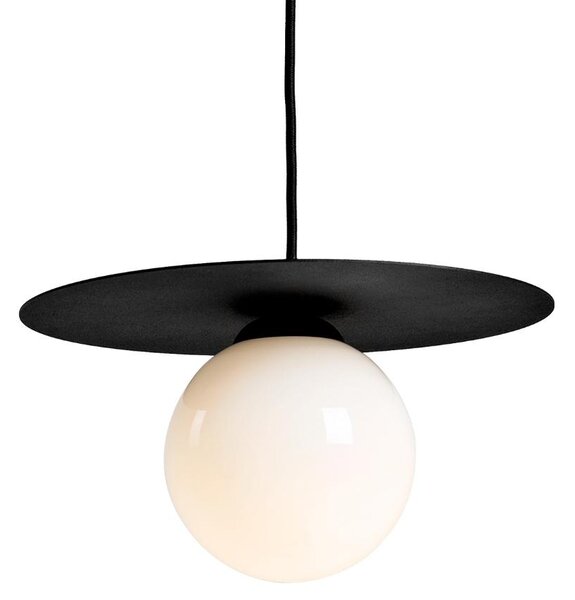 Nordic Design Černo bílé skleněné závěsné světlo Lyon S