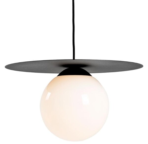 Nordic Design Černo bílé skleněné závěsné světlo Lyon M