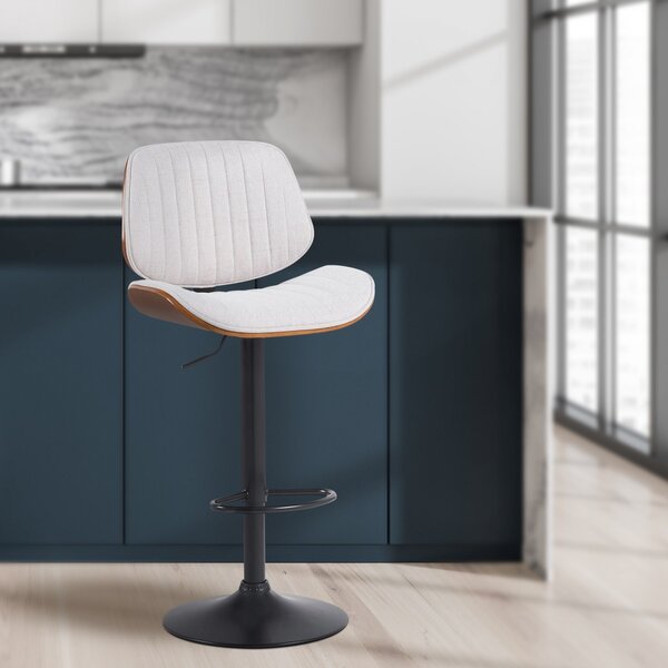 Barová židle Clawson - látka, černý rám - ořech/krémová