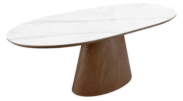 Oválný rozkládací jídelní stůl Parthenia 160-200 cm tmavý ořech