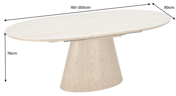 Oválný rozkládací jídelní stůl Parthenia 160-200 cm dub