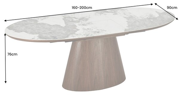 Oválný rozkládací jídelní stůl Parthenia 160-200 cm přírodní kámen