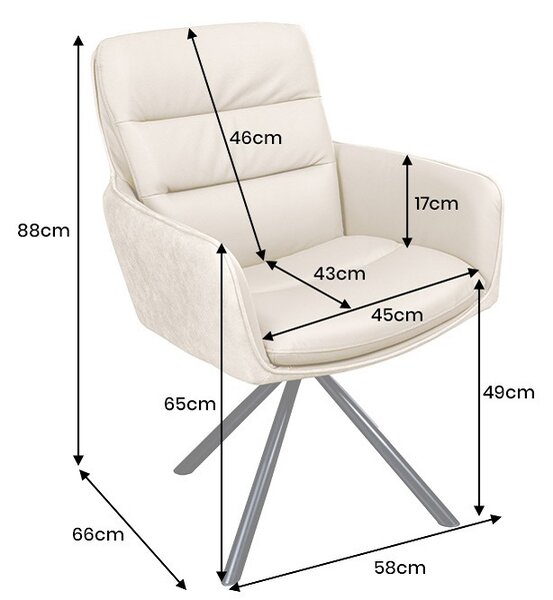 Designová otočná židle Maddison béžová kůže