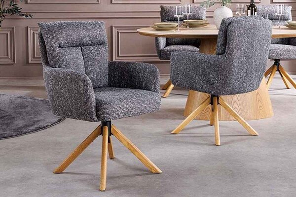 Designová otočná židle Maddison šedá / dub