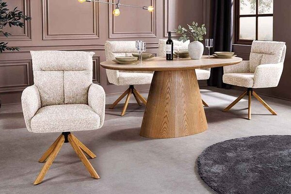 Designová otočná židle Maddison šampaňská / dub