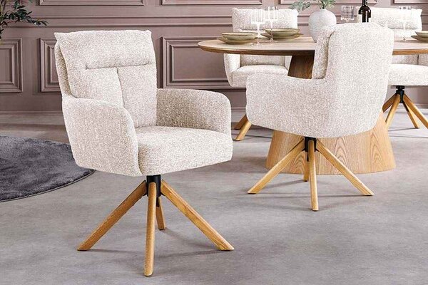 Designová otočná židle Maddison šampaňská / dub