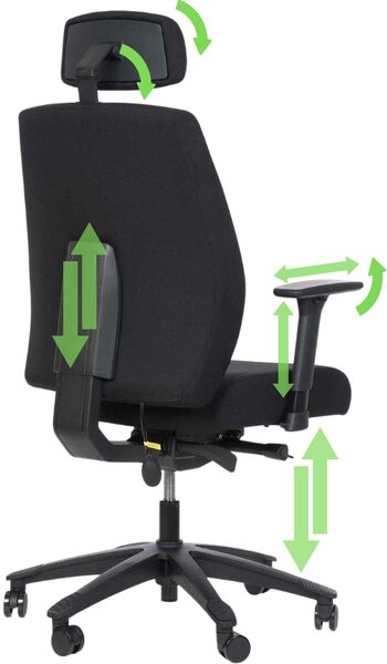 MERCURY Ergonomická kancelářská židle KASTOR - černá látka / nosnost 150 kg