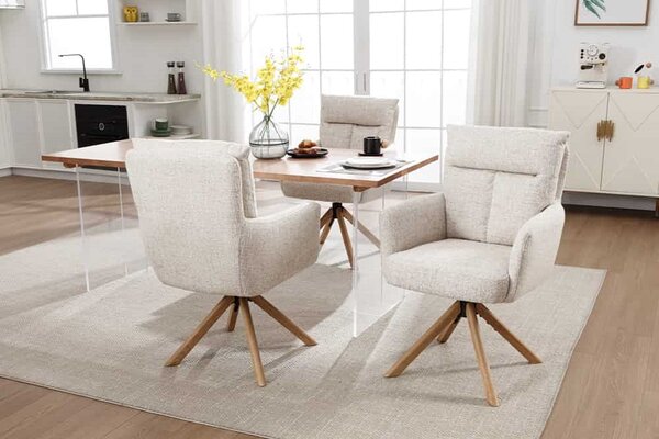 Designová otočná židle Maddison šampaňská / dub
