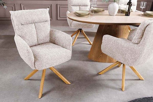 Designová otočná židle Maddison šampaňská / dub