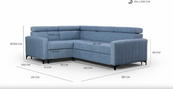 Sedací souprava BLUE Orientace: Levá, Zvolte si dekor látky: inari 72 GR1